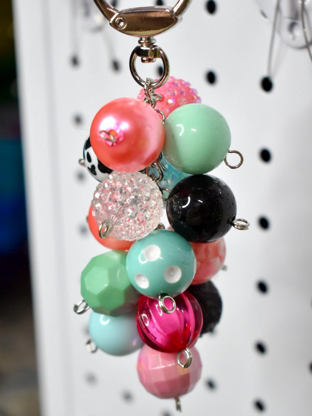 Pink and Blue Beaded Bag Charm or Tumbler Straw Charm