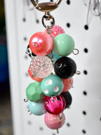 Pink and Blue Beaded Bag Charm or Tumbler Straw Charm