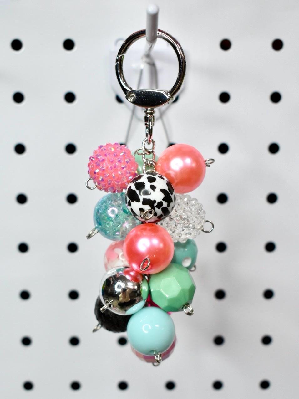Pink and Blue Beaded Bag Charm or Tumbler Straw Charm