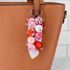 Pink and Red Heart Beaded Bag Charm or Tumbler Straw Charm – Valentine's Keychain