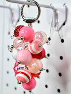 Pink and Red Heart Beaded Bag Charm or Tumbler Straw Charm – Valentine's Keychain