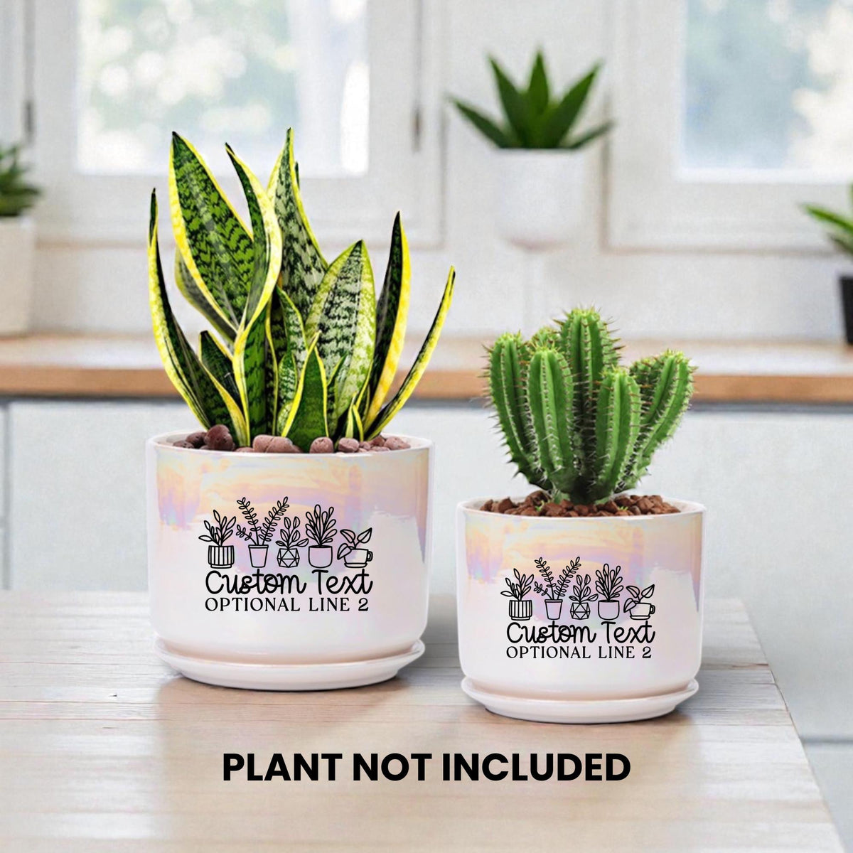 Personalized Iridescent White Planter