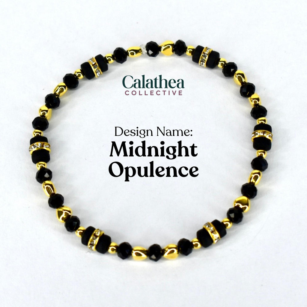 Black Honey Bracelet Collection - Black and Gold Stackable Bracelets