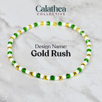 St. Patrick's Day Bracelet Collection: Green and Gold Beaded Bracelets with Shamrock Bead Accents