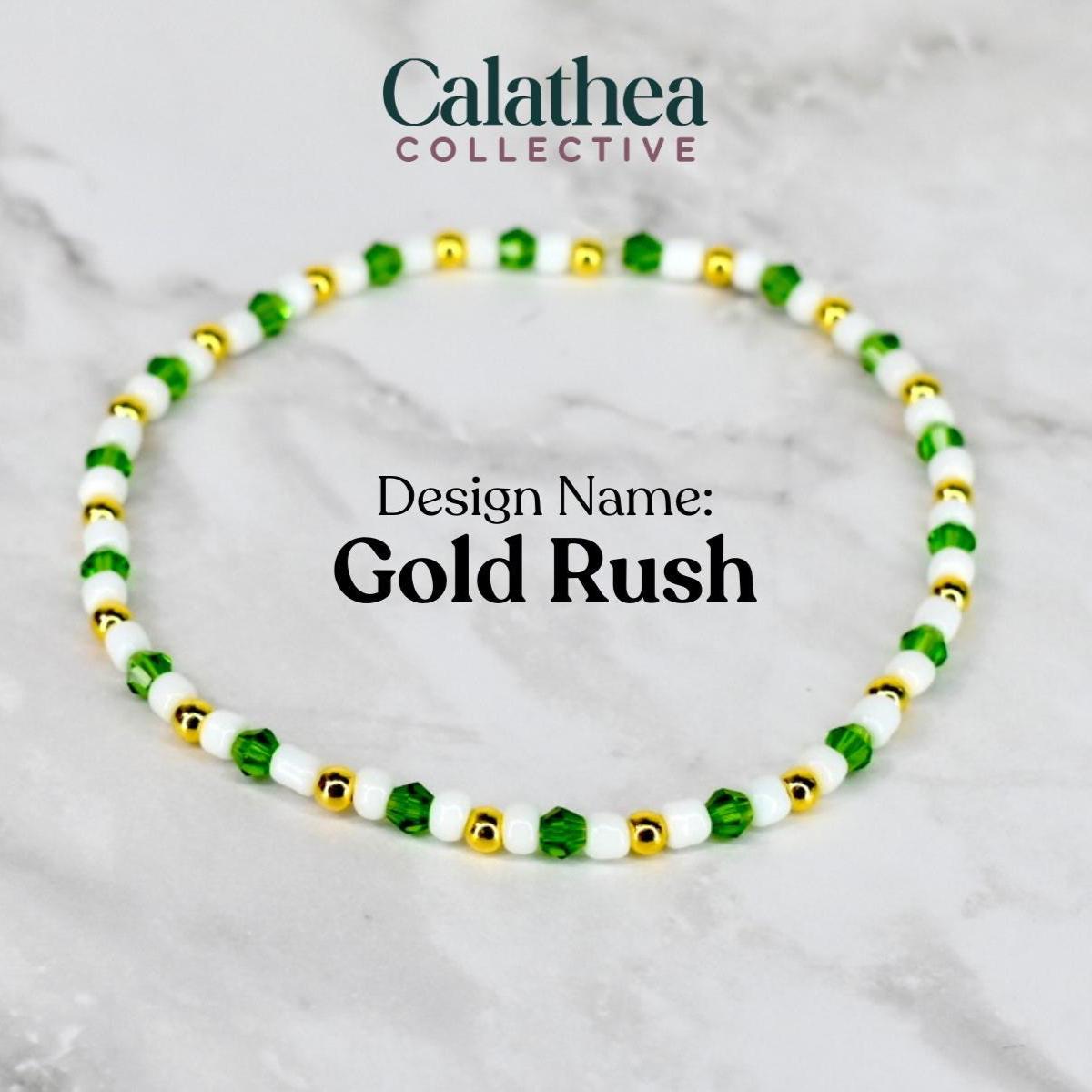 St. Patrick's Day Bracelet Collection: Green and Gold Beaded Bracelets with Shamrock Bead Accents