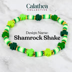 St. Patrick's Day Bracelet Collection: Green and Gold Beaded Bracelets with Shamrock Bead Accents