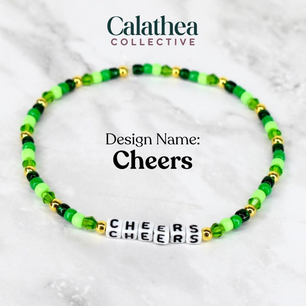 St. Patrick's Day Bracelet Collection: Green and Gold Beaded Bracelets with Shamrock Bead Accents
