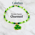 St. Patrick's Day Bracelet Collection: Green and Gold Beaded Bracelets with Shamrock Bead Accents