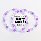Heart Charm Beaded Bracelet Set – Purple, Pink & Blue Valentine's Day Jewelry