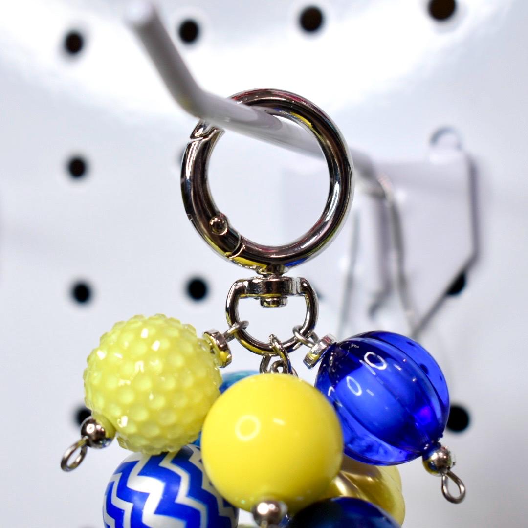 Blue and Yellow Beaded Bag Charm or Tumbler Straw Charm