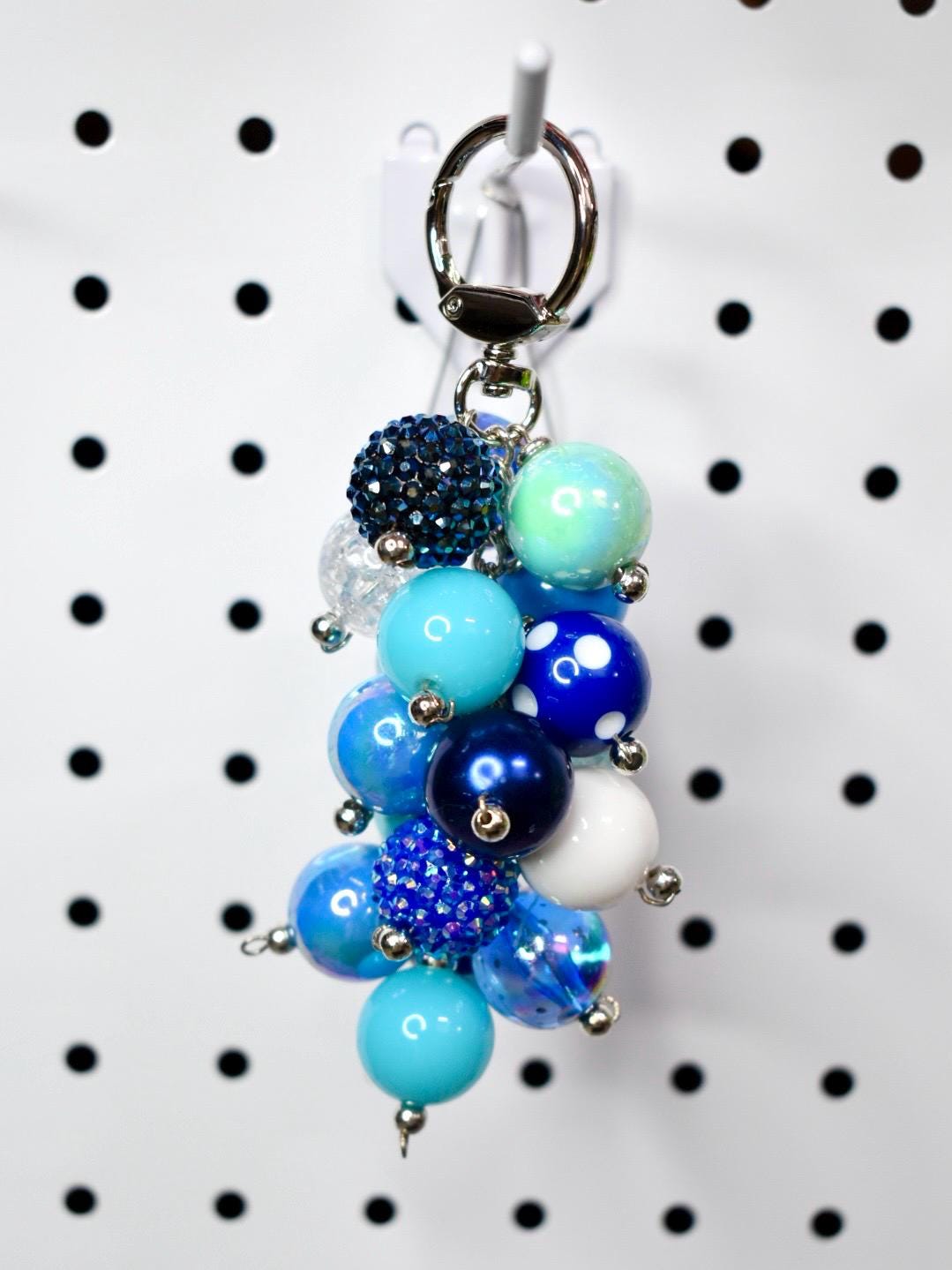 Blue Beaded Bag Charm or Tumbler Straw Charm
