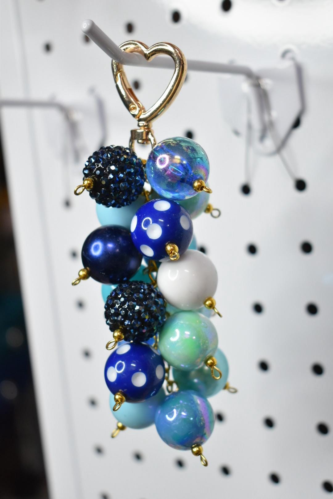 Blue Beaded Bag Charm or Tumbler Straw Charm
