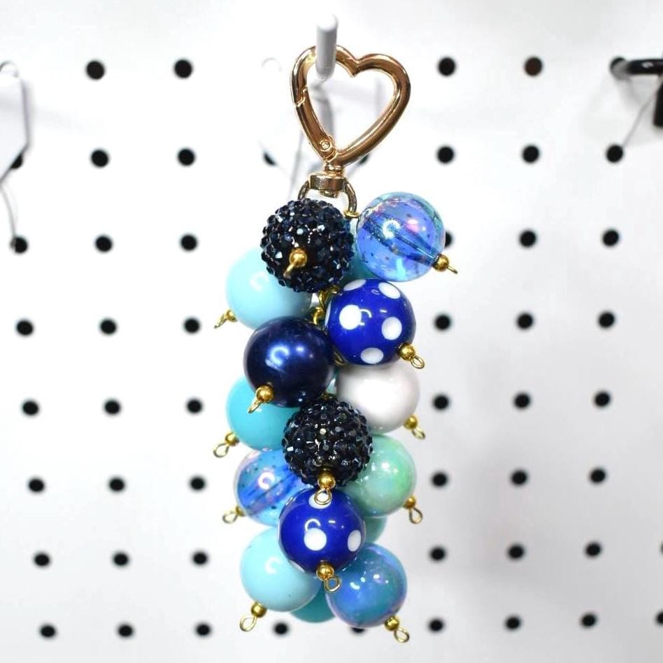 Blue Beaded Bag Charm or Tumbler Straw Charm