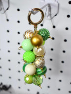 Green and Gold Beaded Bag Keychain or Tumbler Straw Charm