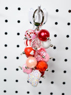 Pink and Red Heart Beaded Bag Charm or Tumbler Straw Charm – Valentine's Keychain