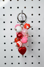Pink and Red Heart Beaded Bag Charm or Tumbler Straw Charm – Valentine's Keychain