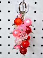 Pink and Red Heart Beaded Bag Charm or Tumbler Straw Charm – Valentine's Keychain