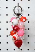 Pink and Red Heart Beaded Bag Charm or Tumbler Straw Charm – Valentine's Keychain