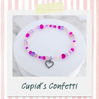 Heart Charm Bracelet Collection: Sparkling Pink and Silver Beaded Bracelets