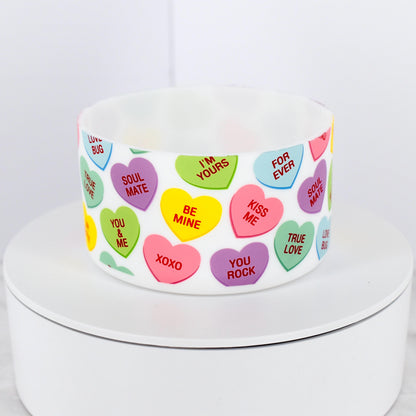 Valentine Conversation Hearts Silicone Tumbler Boot