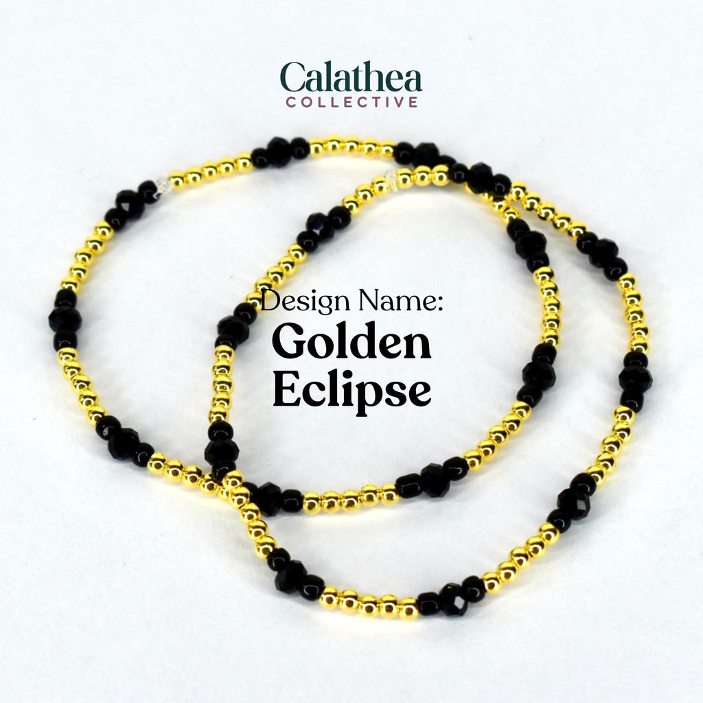 Black Honey Bracelet Collection - Black and Gold Stackable Bracelets