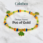 St. Patrick's Day Bracelet Collection: Green and Gold Beaded Bracelets with Shamrock Bead Accents