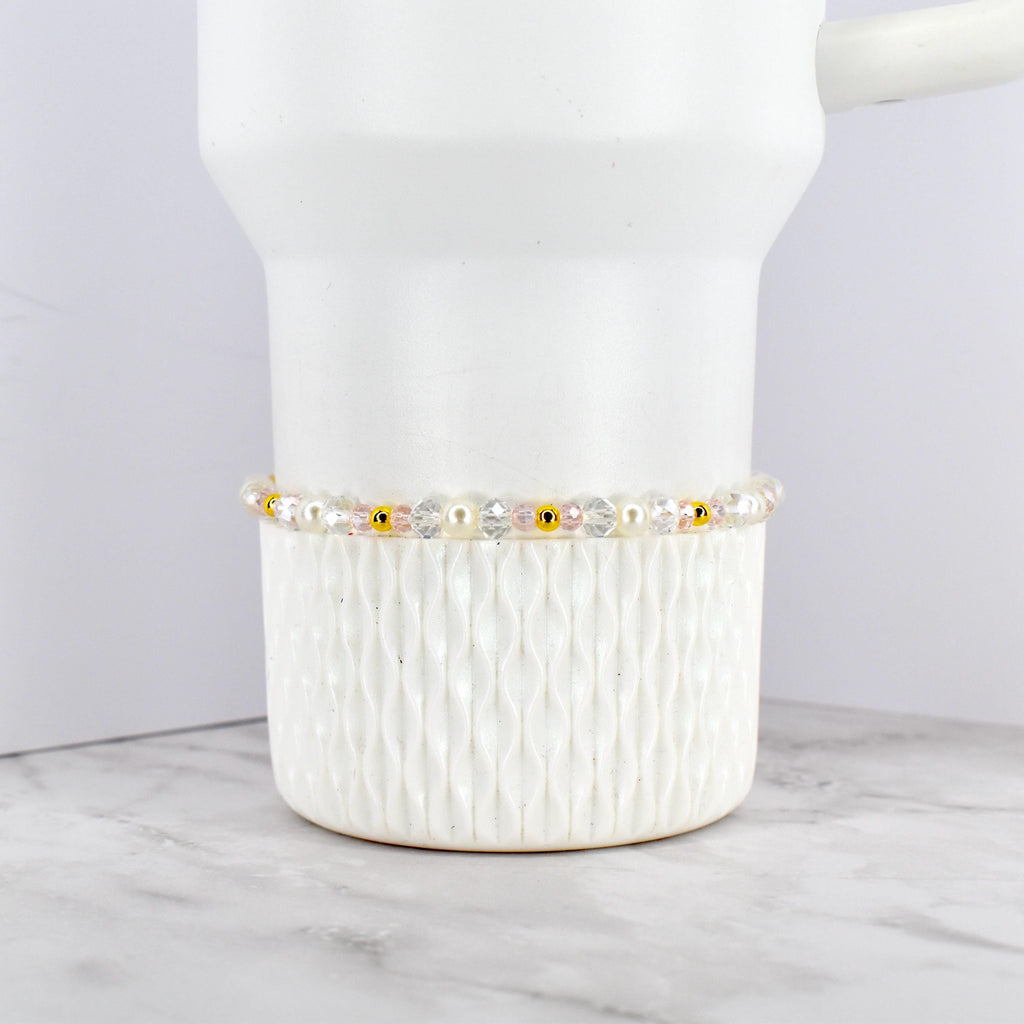 Blush Beaded Bracelet with Crystal and Gold Accents