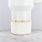Blush Beaded Bracelet with Crystal and Gold Accents