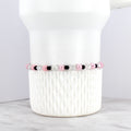 Black and Pink Beaded Stretch Bracelet