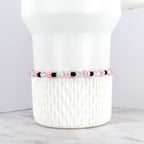 Black and Pink Beaded Stretch Bracelet