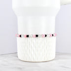 Black and Pink Beaded Stretch Bracelet