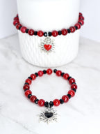 Sacred Heart Bracelet Collection: Red and Black Bracelets with Heart Charm