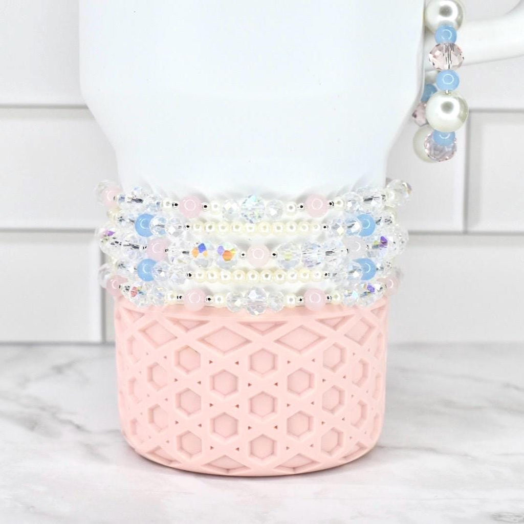 Romantic Ocean Bracelet Collection: Pink, Blue and Crystal Beaded Bracelets