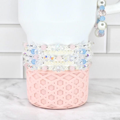 Romantic Ocean Bracelet Collection: Pink, Blue and Crystal Beaded Bracelets