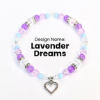 Heart Charm Beaded Bracelet Set – Purple, Pink & Blue Valentine's Day Jewelry