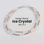 Heart Charm Beaded Bracelet Set – Purple, Pink & Blue Valentine's Day Jewelry