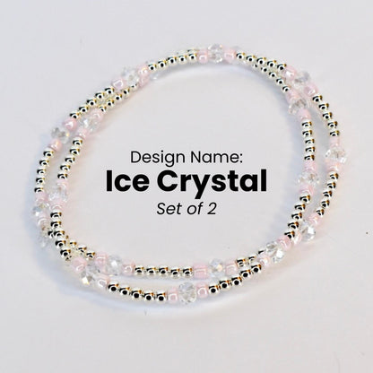Heart Charm Beaded Bracelet Set – Purple, Pink & Blue Valentine's Day Jewelry