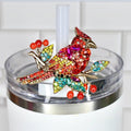 Cardinal Rhinestone Straw Charm - Colorful Bird Tumbler Jewelry