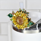 Sunflower Rhinestone Straw Charm