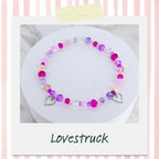Heart Charm Bracelet Collection: Sparkling Pink and Silver Beaded Bracelets