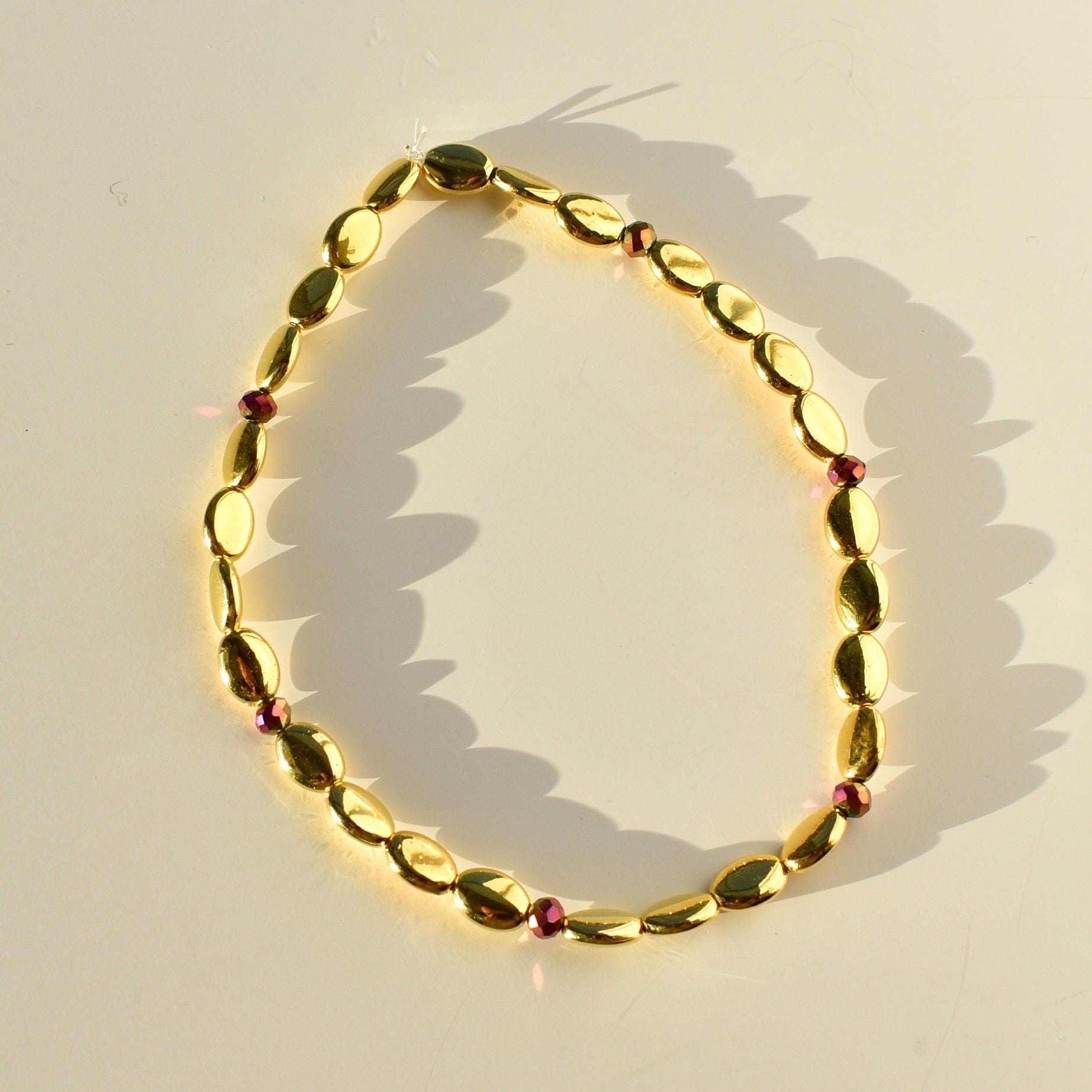 Country Gold Bracelet Collection - Dark Red and Gold Iridescent Beaded Bracelets