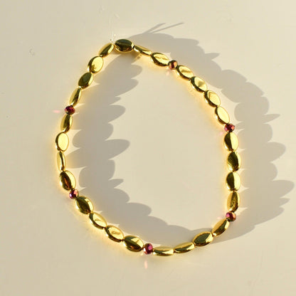 Country Gold Bracelet Collection - Dark Red and Gold Iridescent Beaded Bracelets