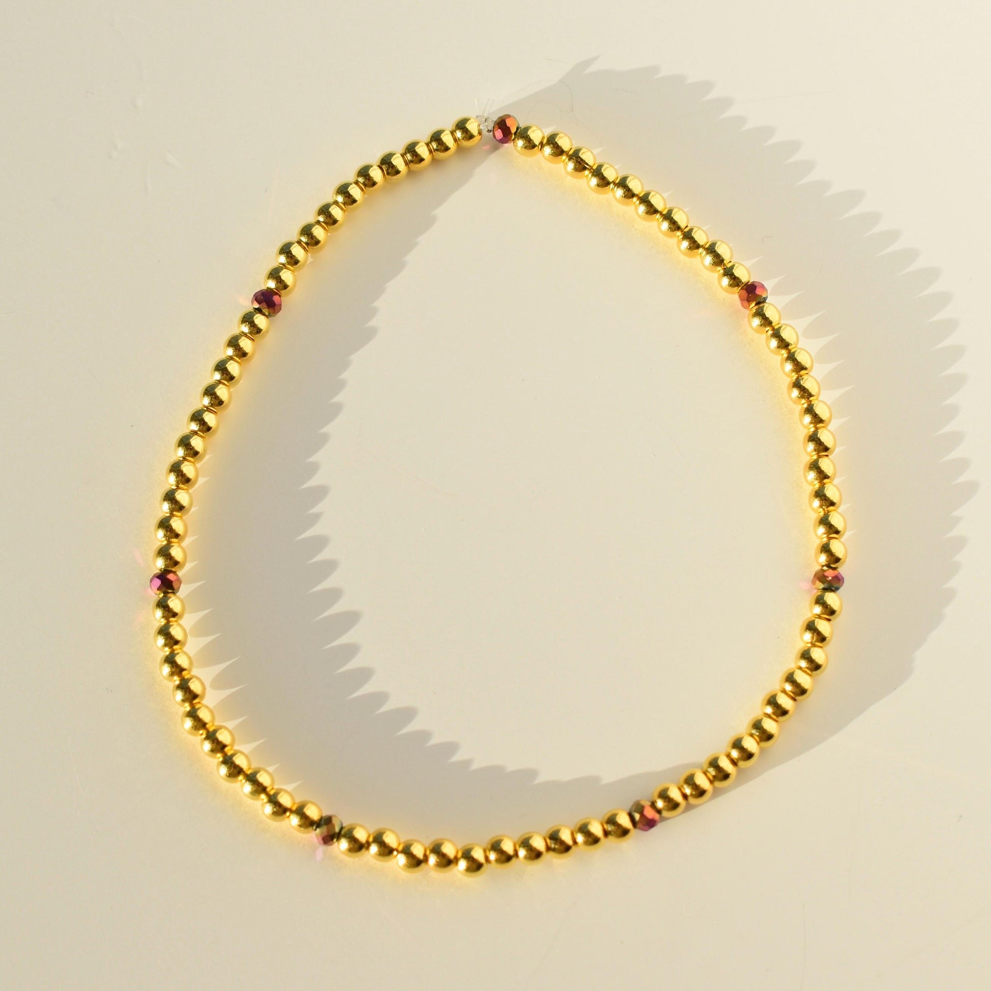Country Gold Bracelet Collection - Dark Red and Gold Iridescent Beaded Bracelets