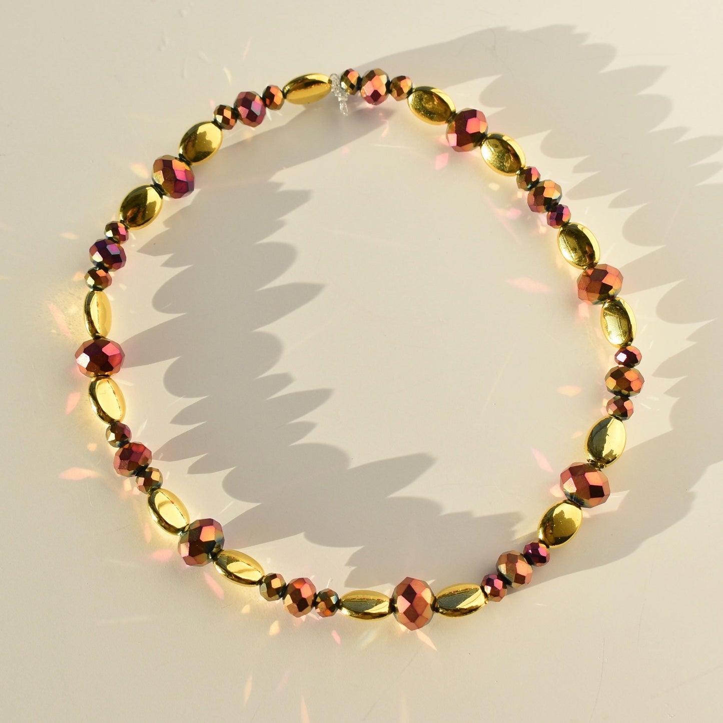 Country Gold Bracelet Collection - Dark Red and Gold Iridescent Beaded Bracelets