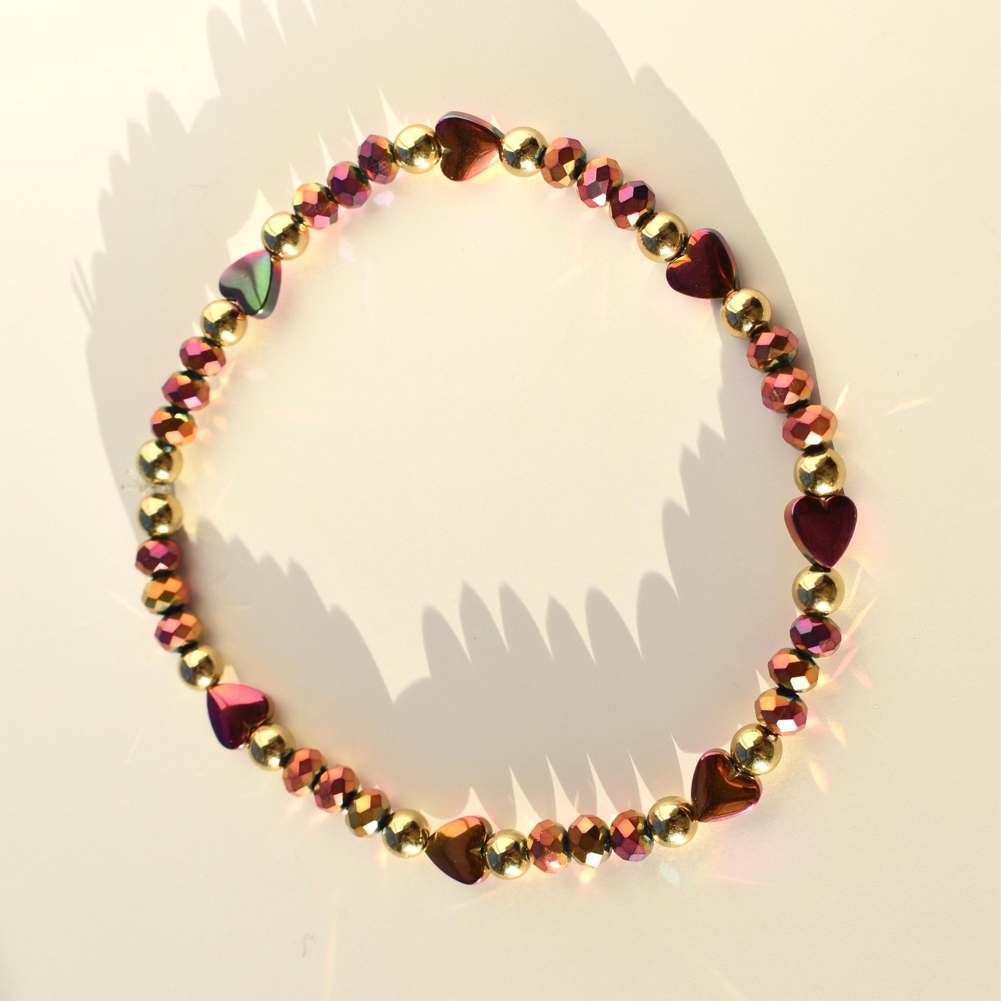 Country Gold Bracelet Collection - Dark Red and Gold Iridescent Beaded Bracelets
