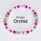 Soft Orchid Bracelet Collection: Magenta, Pink and Crystal Beaded Bracelets with Silver Accents