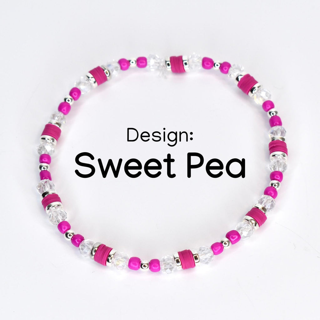 Soft Orchid Bracelet Collection: Magenta, Pink and Crystal Beaded Bracelets with Silver Accents
