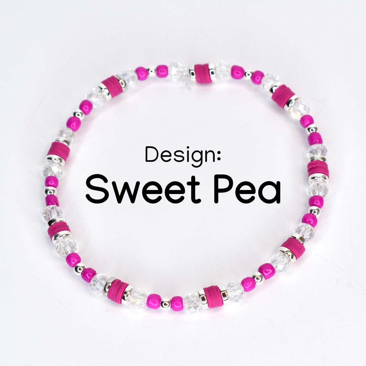 Soft Orchid Bracelet Collection: Magenta, Pink and Crystal Beaded Bracelets with Silver Accents