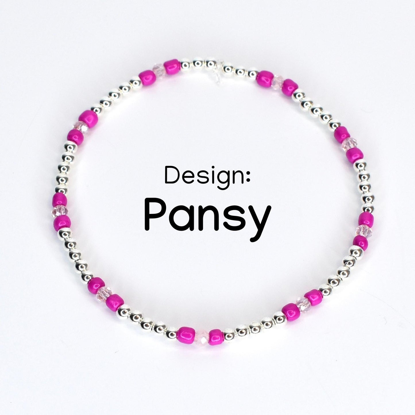 Soft Orchid Bracelet Collection: Magenta, Pink and Crystal Beaded Bracelets with Silver Accents