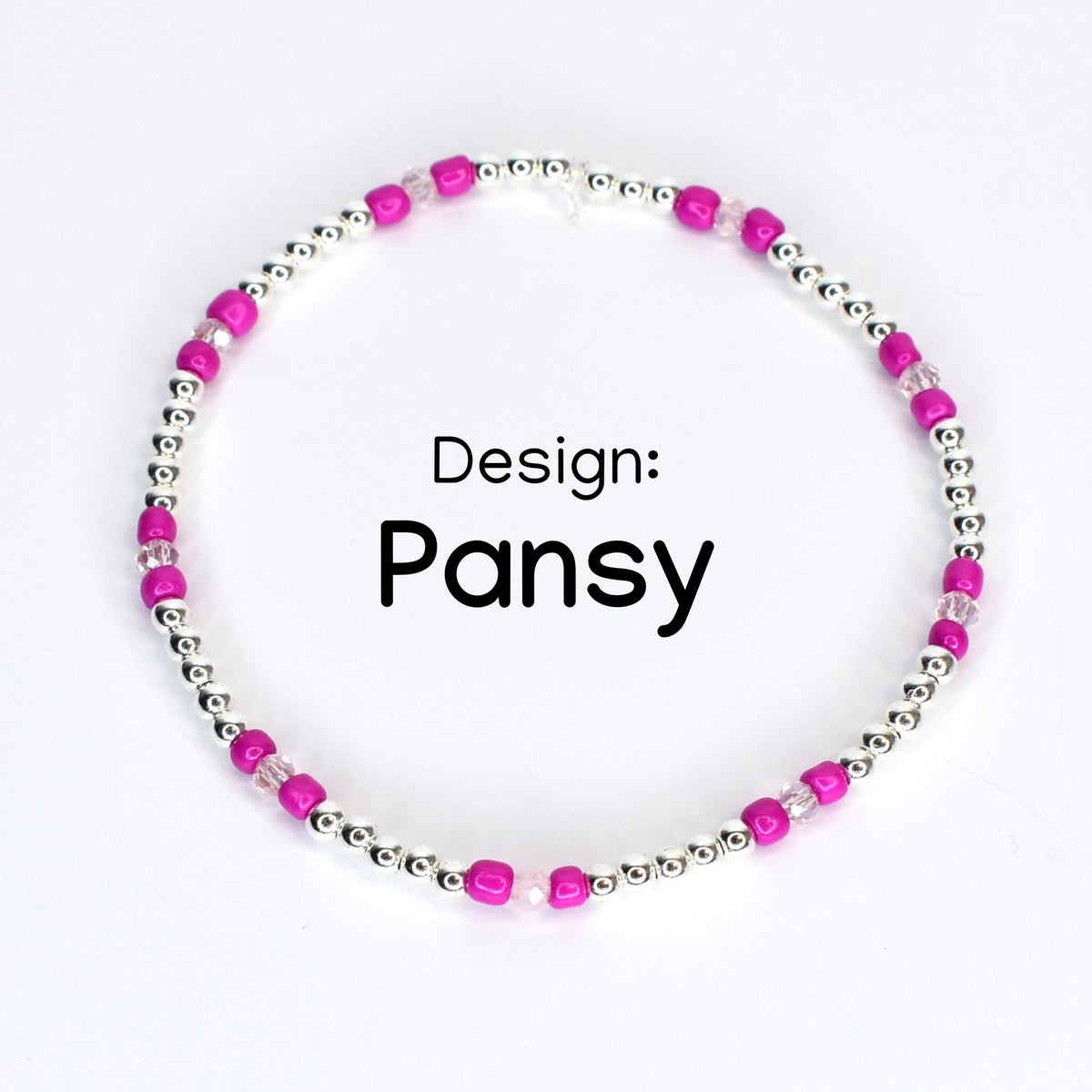Soft Orchid Bracelet Collection: Magenta, Pink and Crystal Beaded Bracelets with Silver Accents